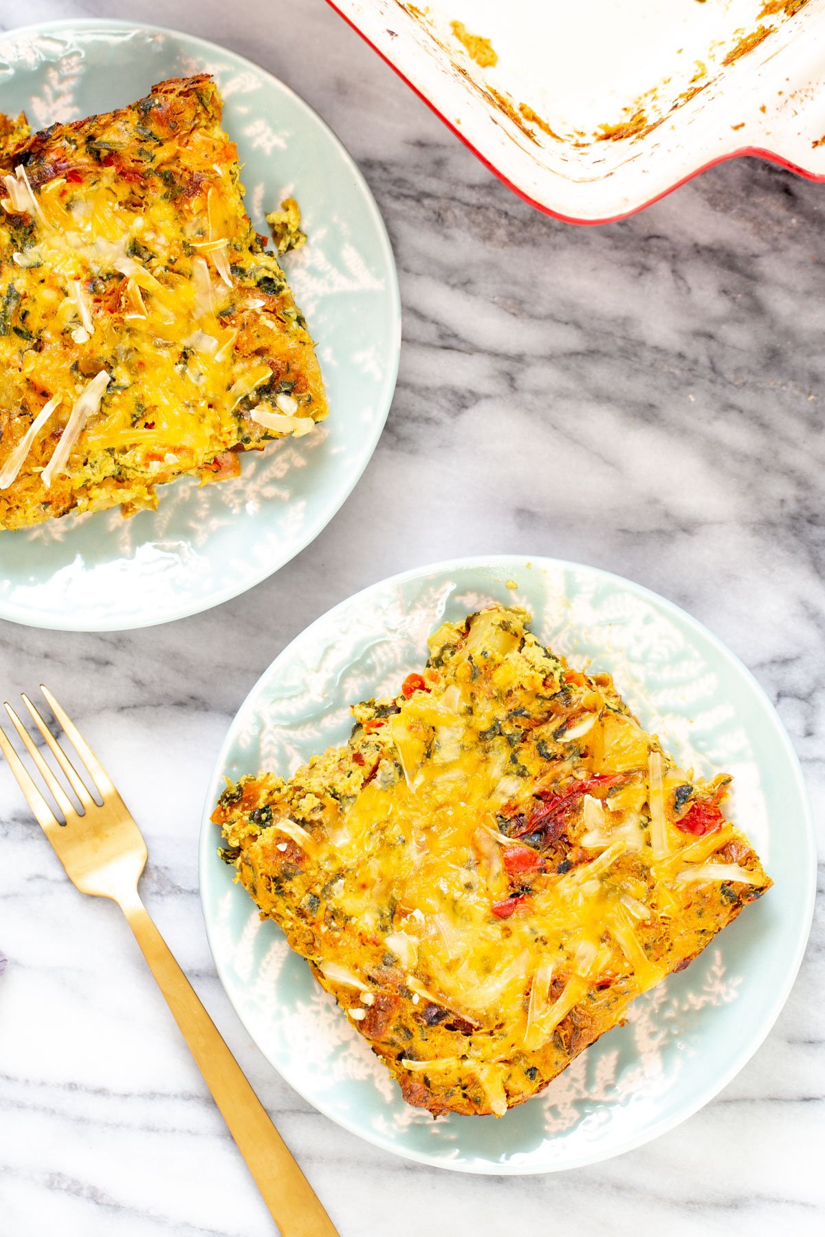 vegan Mexican casserole two servings of vegan Mexican breakfast casserole with tofu eggs, cheese and vegetables