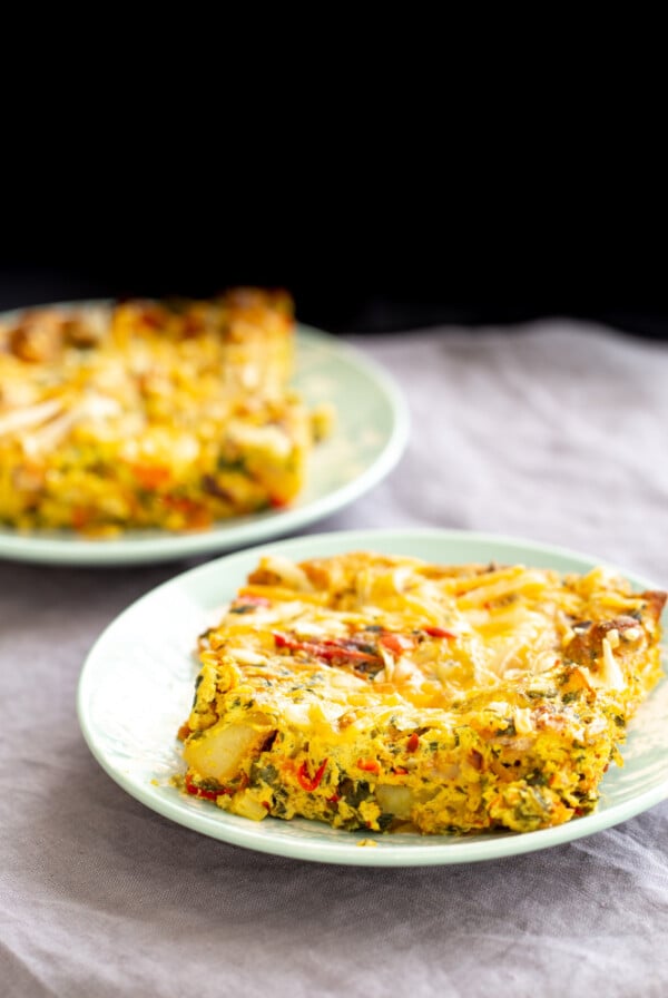 a serving of vegan Mexican egg casserole