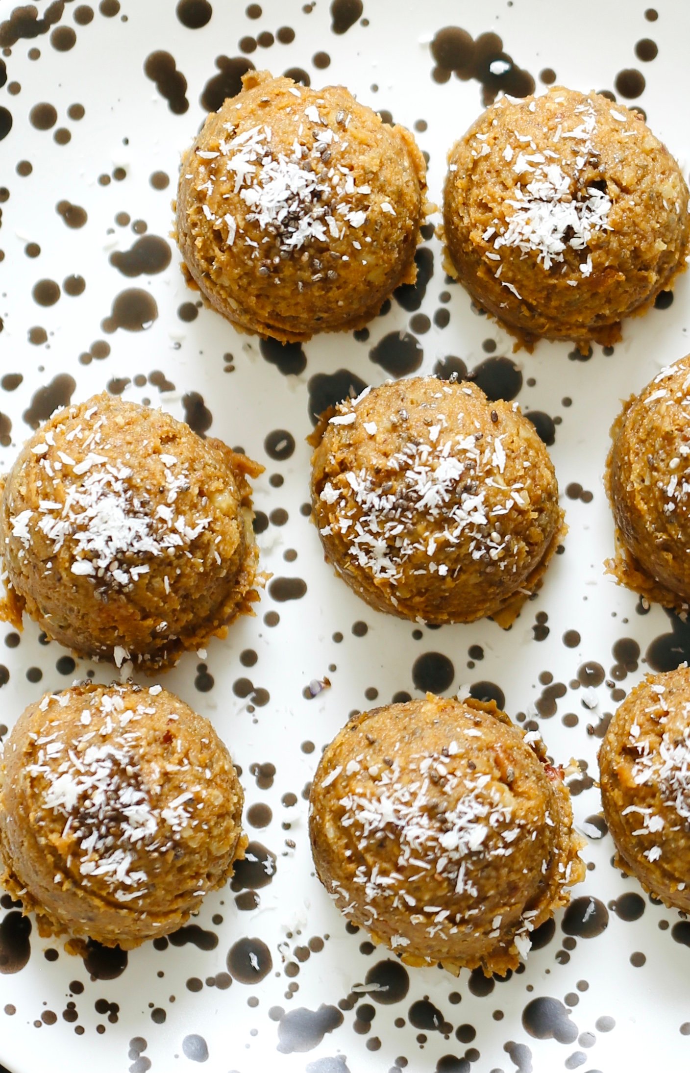 pumpkin pie energy balls on a white plate