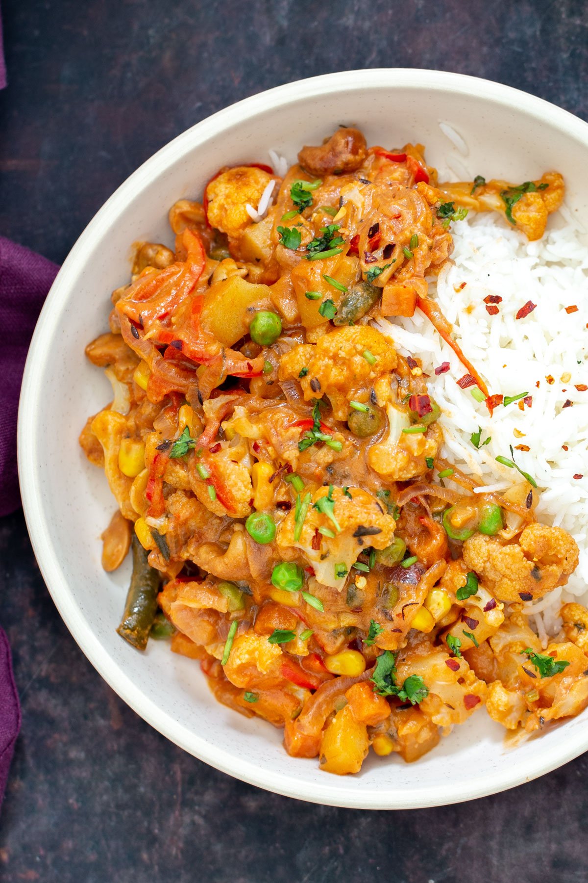 diwani handi  vegan diwani handi served with a side of rice
