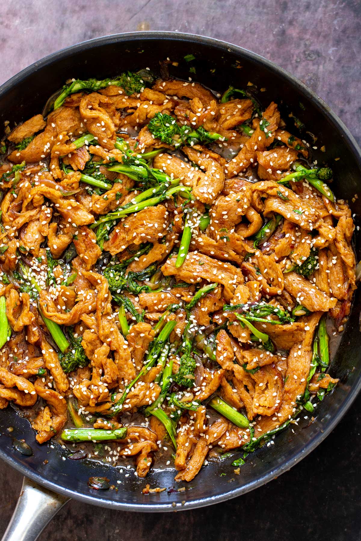Asian soy curl stir fry sprinkled with sesame seeds