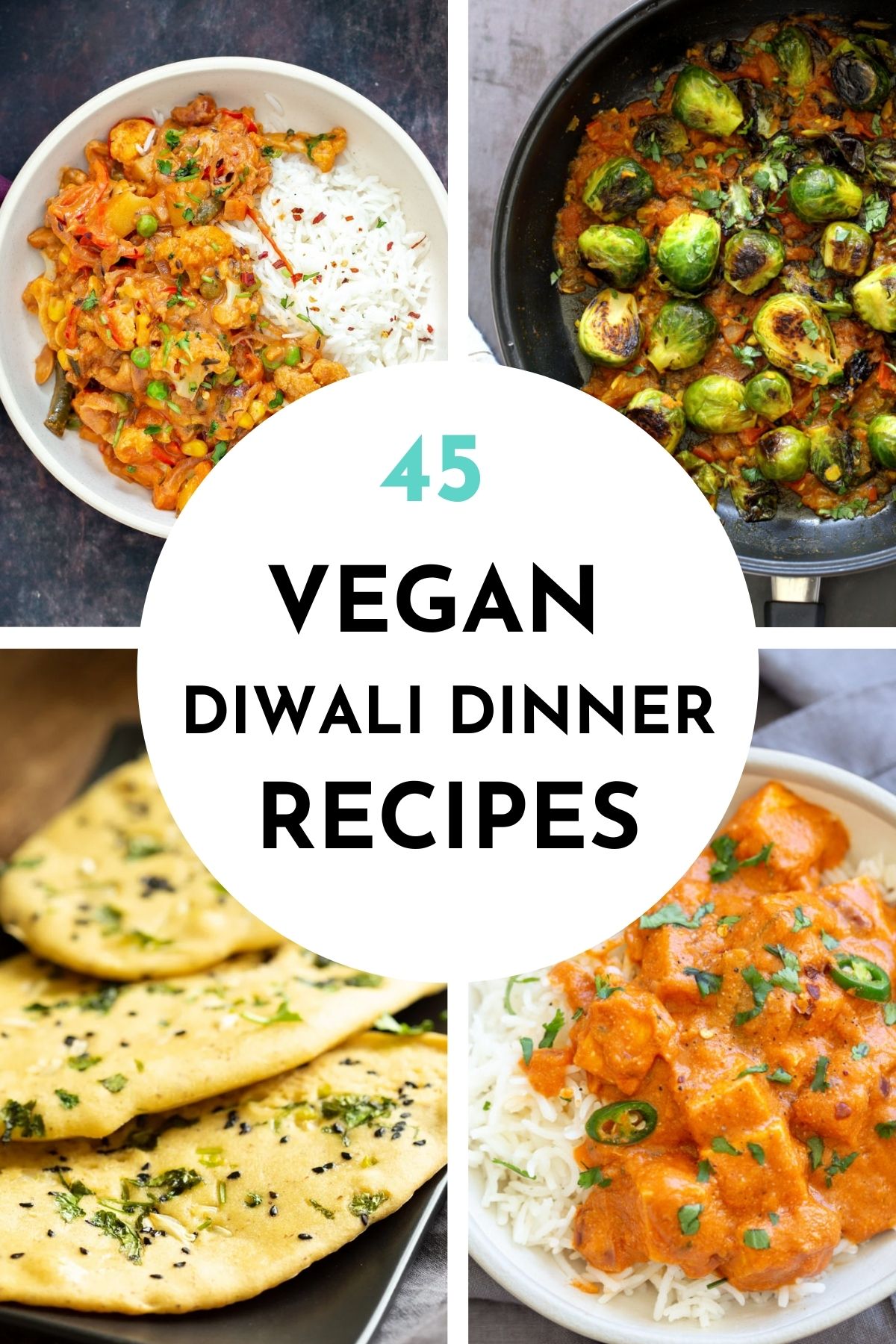 collage of Diwali dinner menu ideas