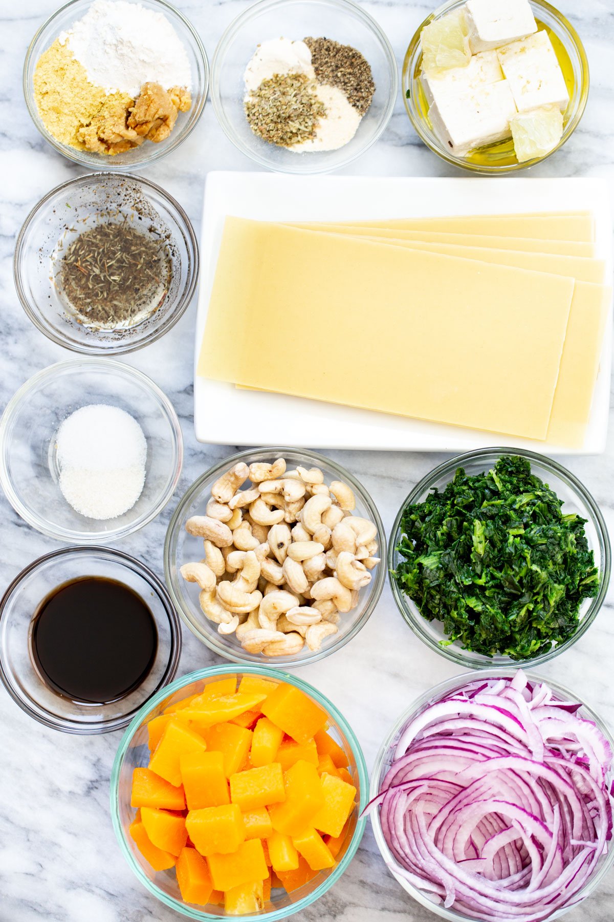 vegan butternut squash lasagna ingredients used for making vegan butternut squash lasagna