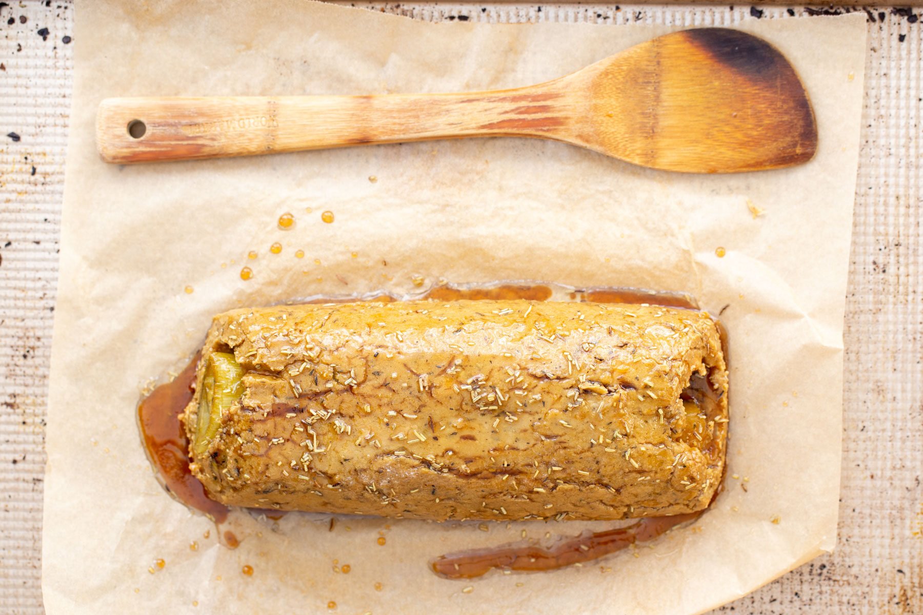 vegan roast glazed vegan chickpea roast ready for baking