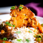 Miso Peanut Whole Roasted Cauliflower served with rice