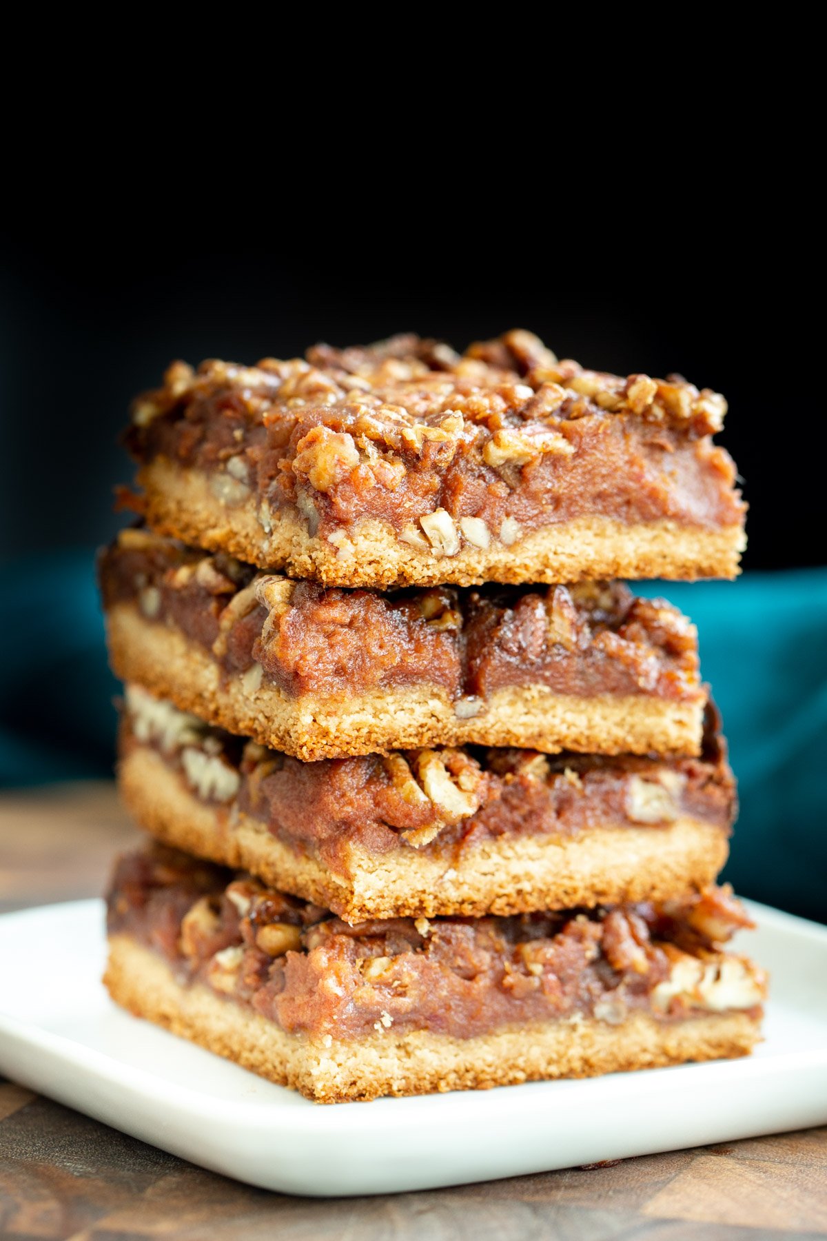 vegan pecan pie bars  stacked vegan glutenfree pecan pie bars