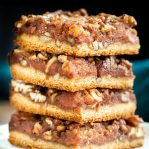stacked vegan pecan pie bars