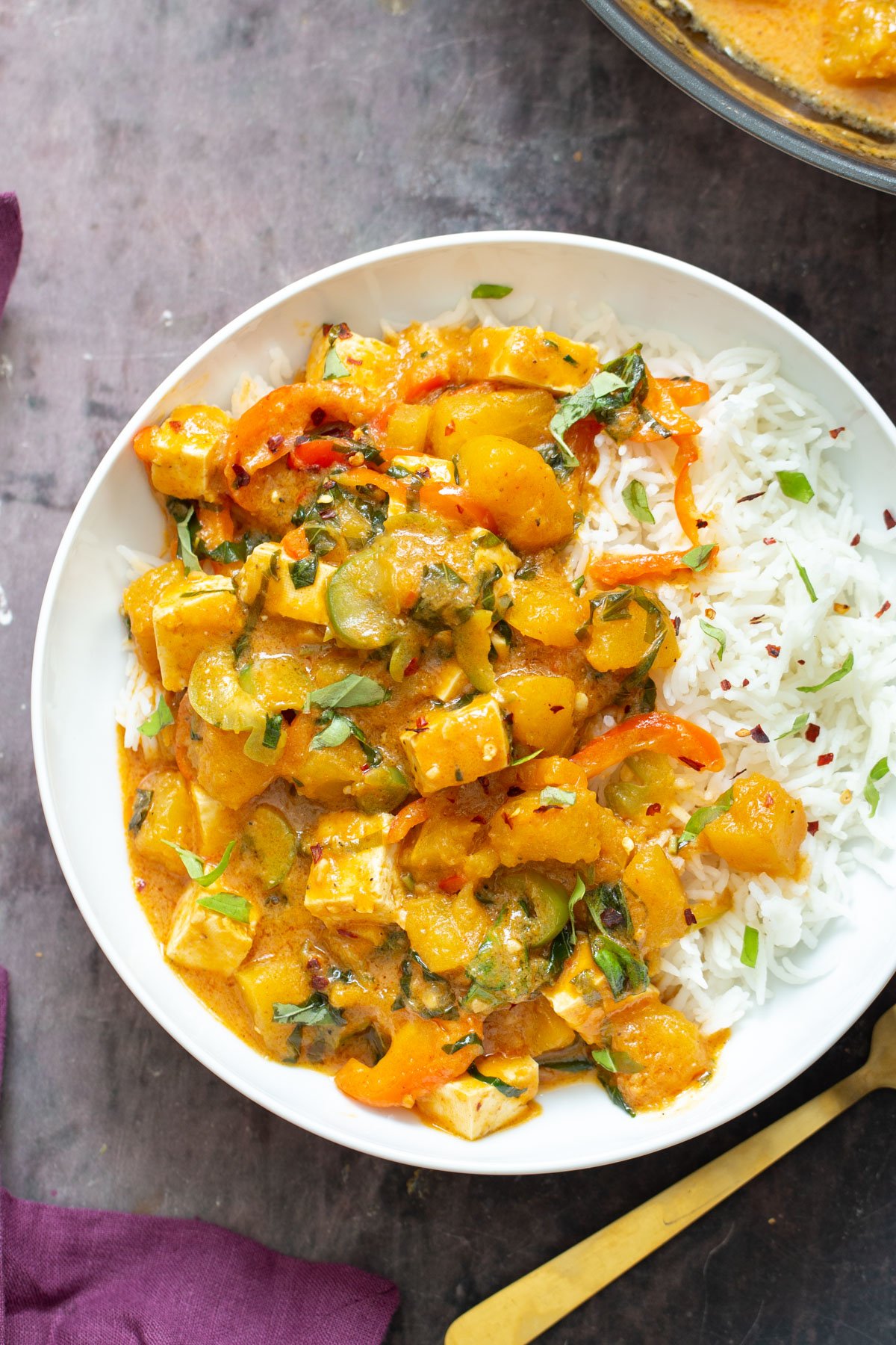 Thai Pumpkin Curry served with rice