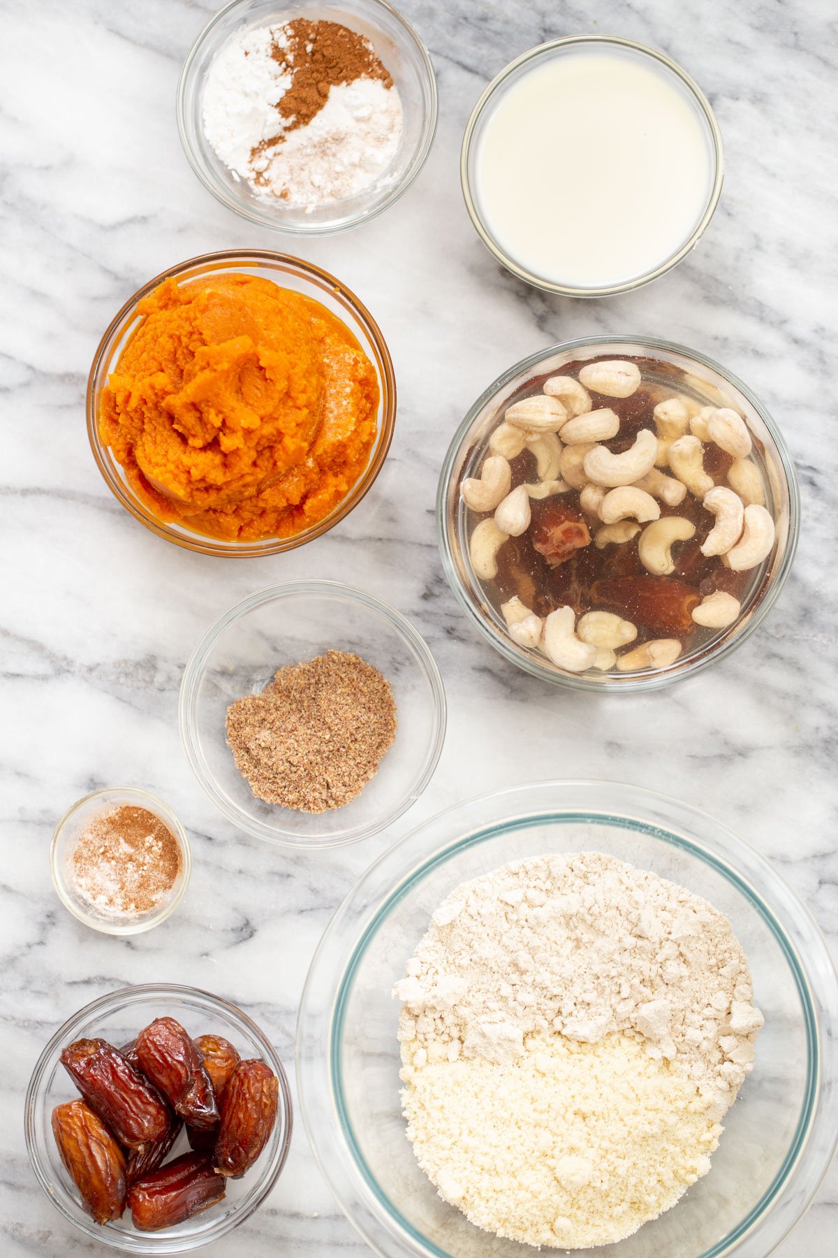 vegan gluten free pumpkin pie ingredients needed for making mini vegan gluten free pumpkin pies