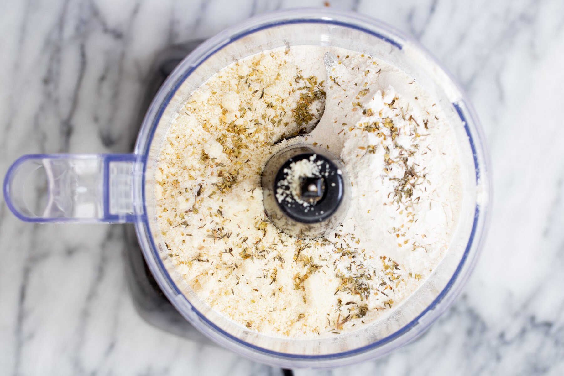 vegan shortcrust pastry ingredients in a food processor