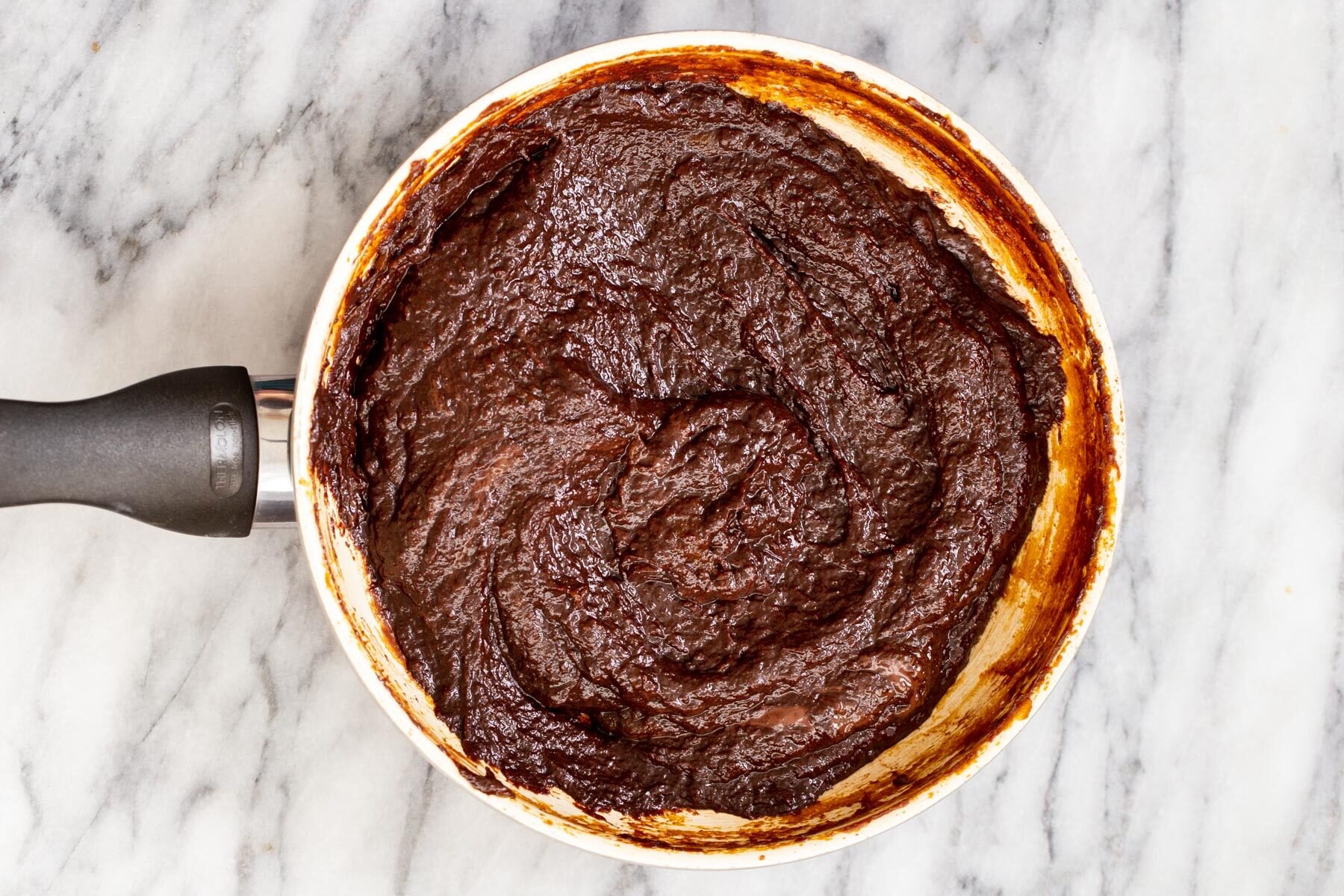 pumpkin puree and melted chocolate in a small pot
