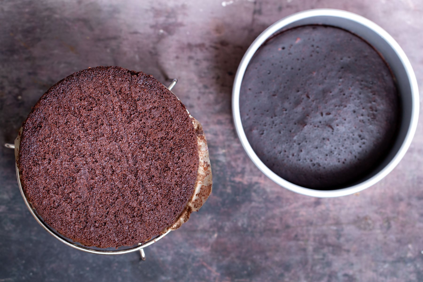 two vegan chocolate sponge cakes