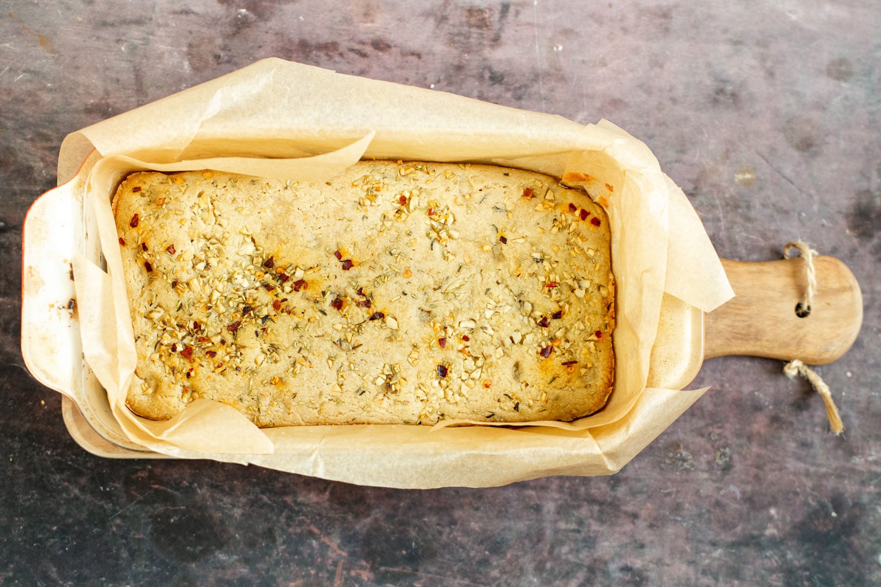 glutenfree focaccia  freshly baked glutenfree focaccia bread in a loaf pan