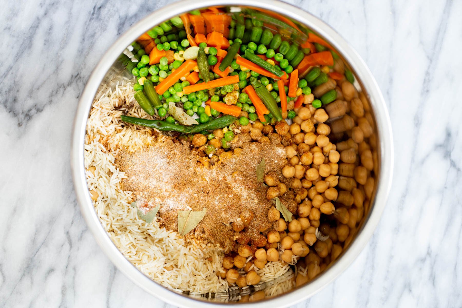 chickpea fried rice ingredients for chickpea fried rice in an Instant Pot