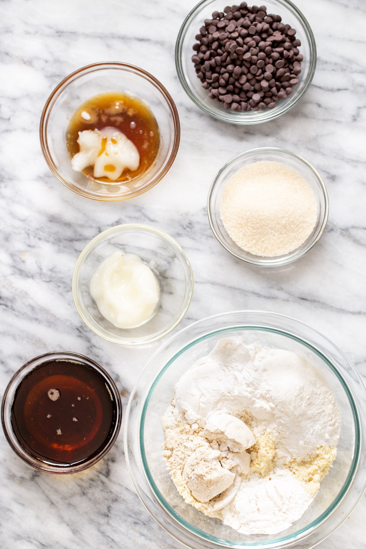 ingredients needed for making glutenfree chocolate thumbprint cookies