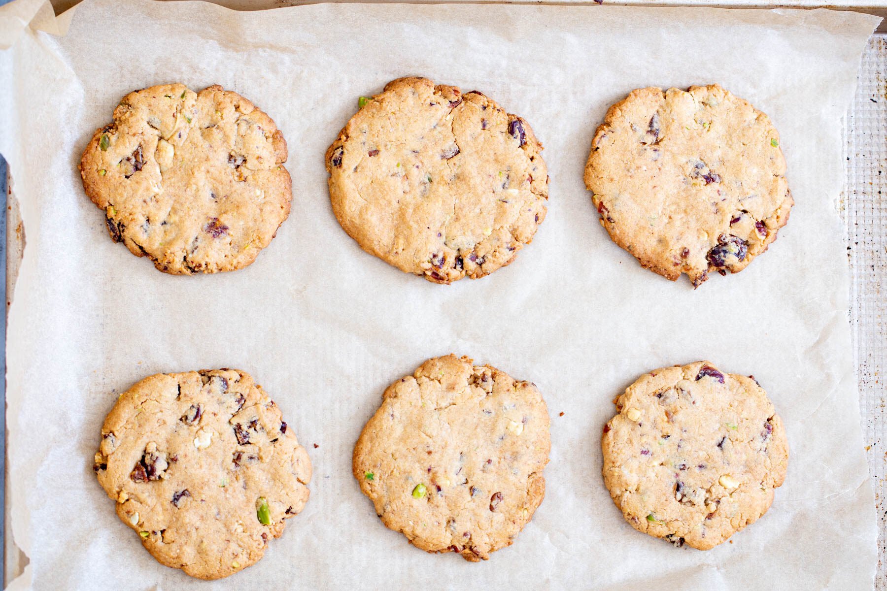 cookie mix in a jar baked date nut cookies on a baking sheet