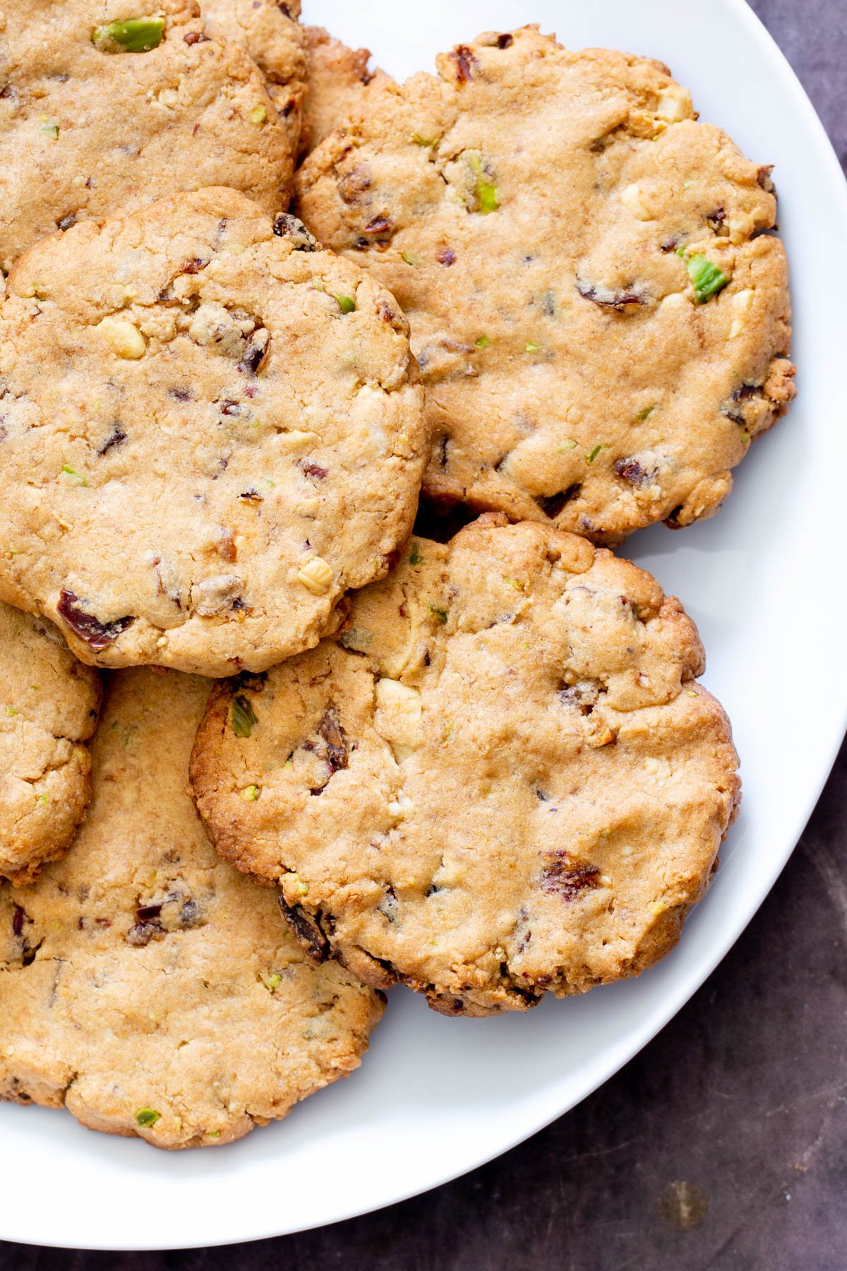 date nut cookies on a white plate