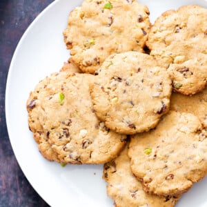 date nut cookies on a white plate