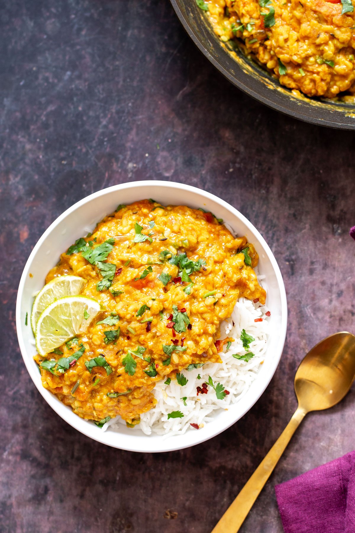 spicy urad daal  Spicy urad daal served with rice