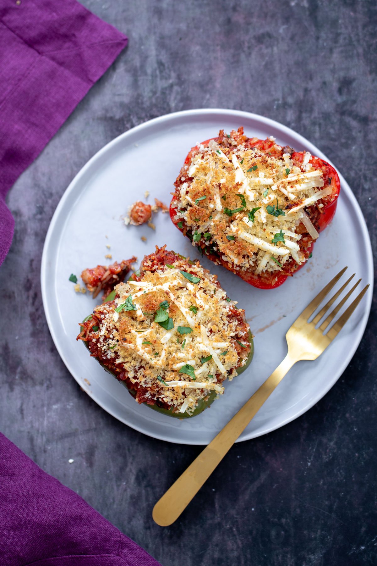 vegan stuffed bell peppers vegan stuffed bell peppers topped with crispy breadcumbs and vegan cheese