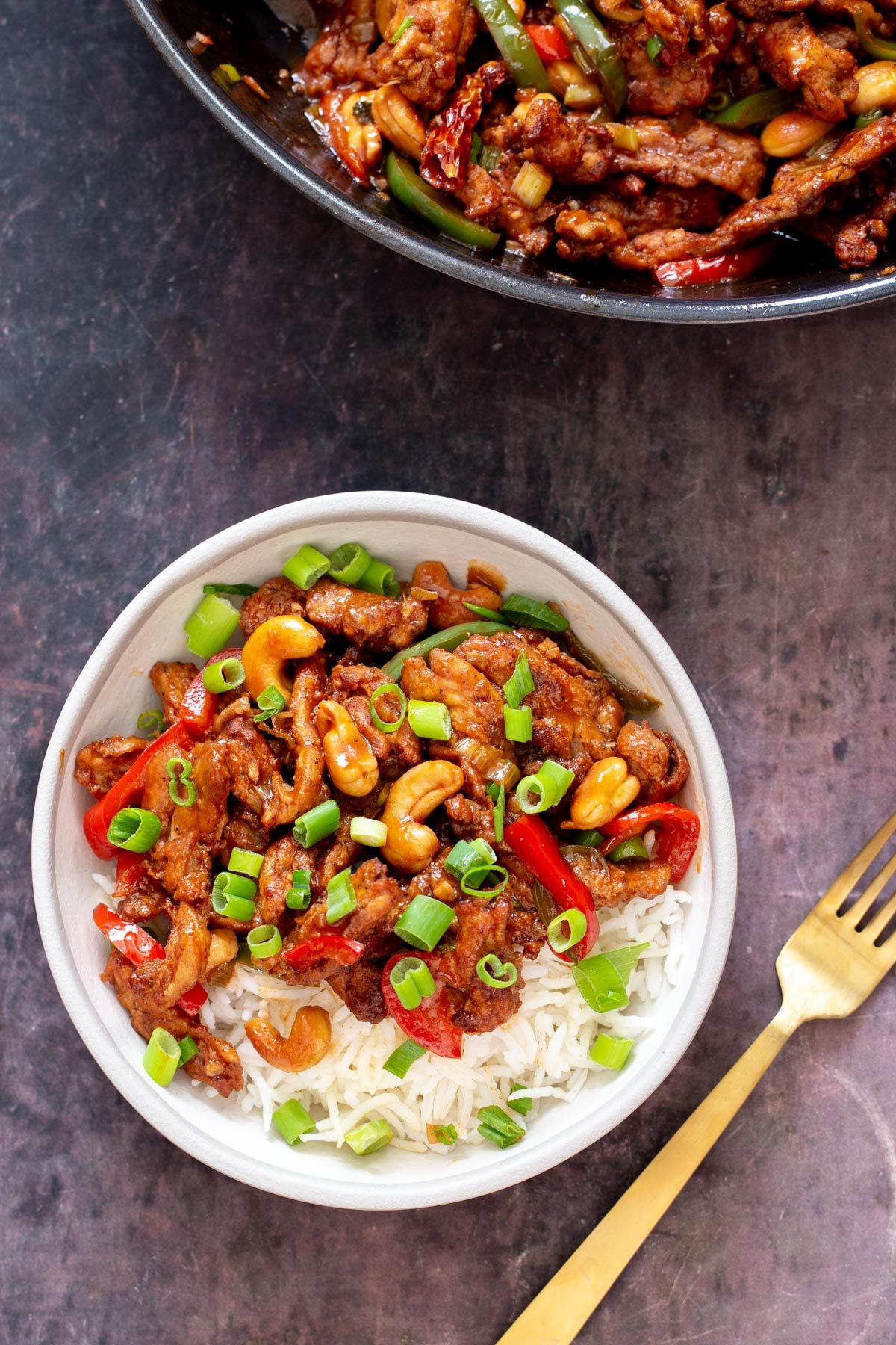 vegan dragon chicken  vegan dragon chicken soycurls served over rice sprinkled with green onions