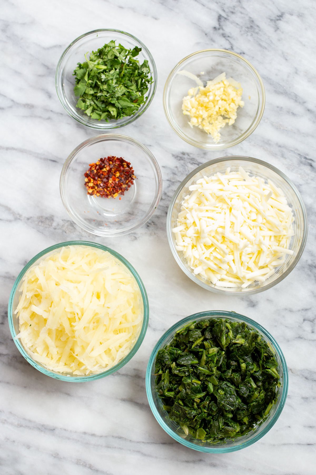 ingredients for vegan stuffed naan bread filling