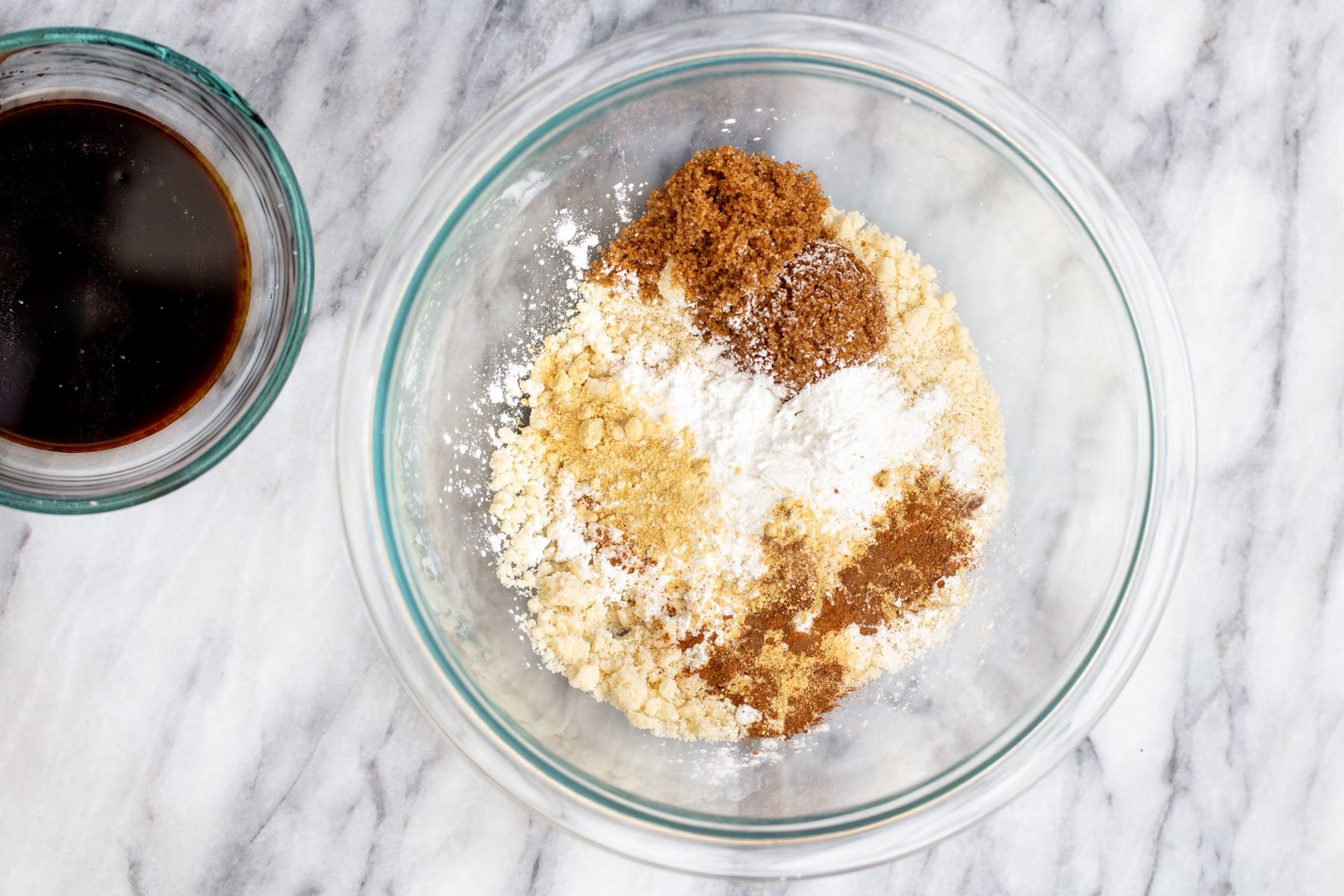 dry ingredients in a glass bowl