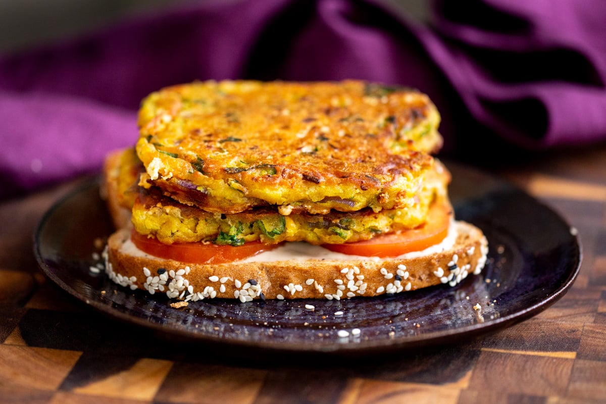 vegan chickpea flour breakfast sandwich