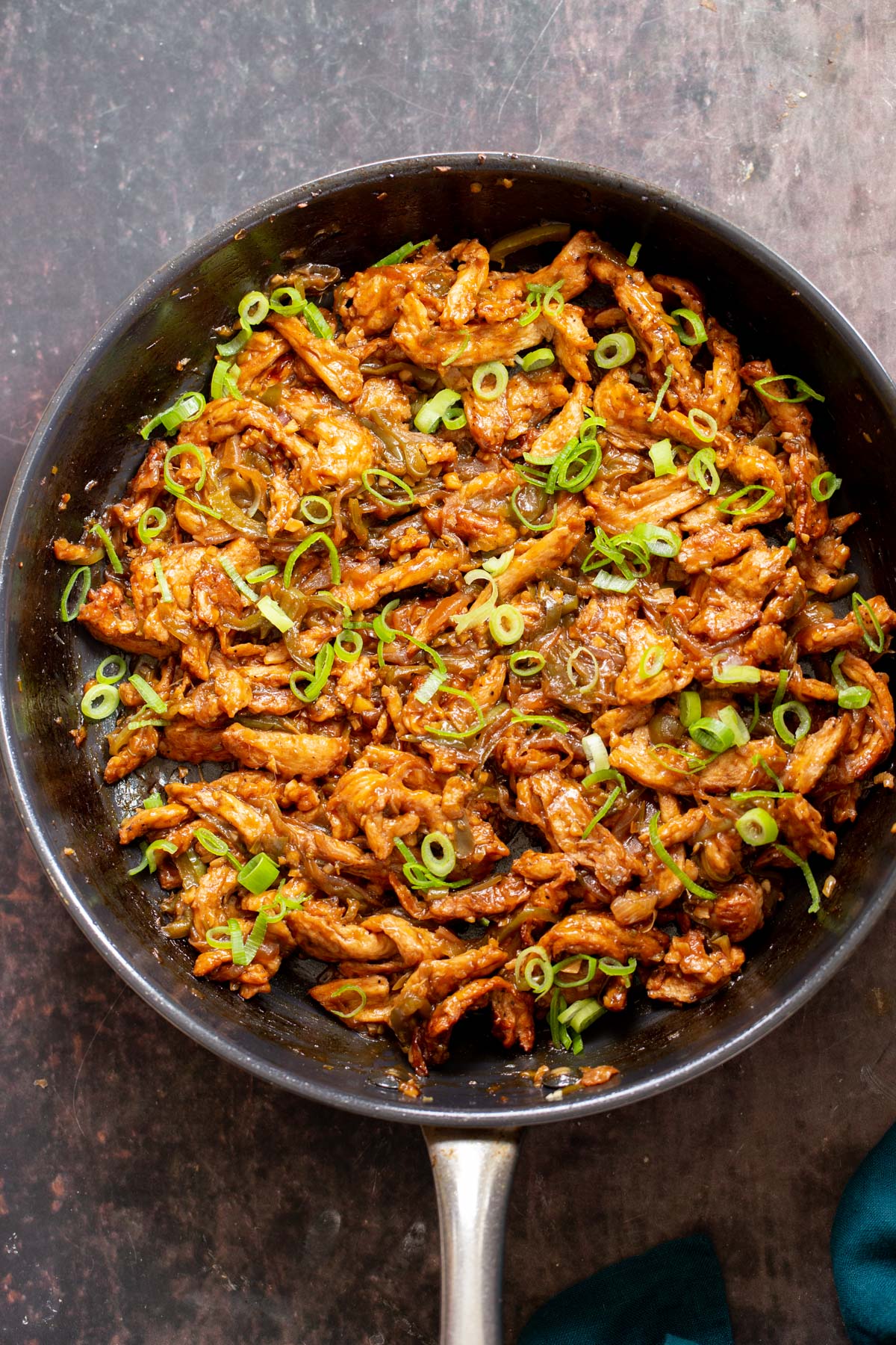 Indo Chinese Soy Curls in a skillet
