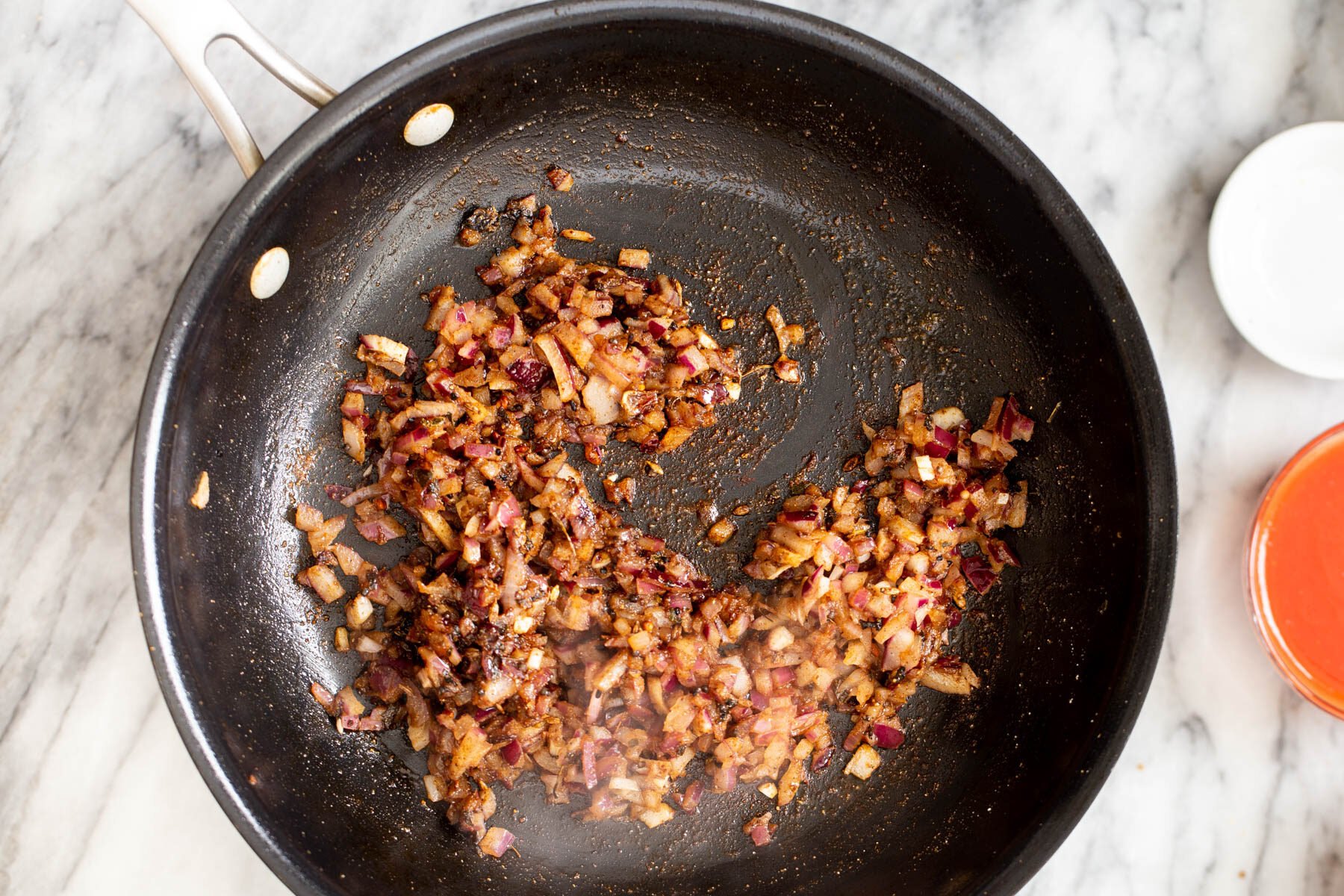 skillet with sauteed onion