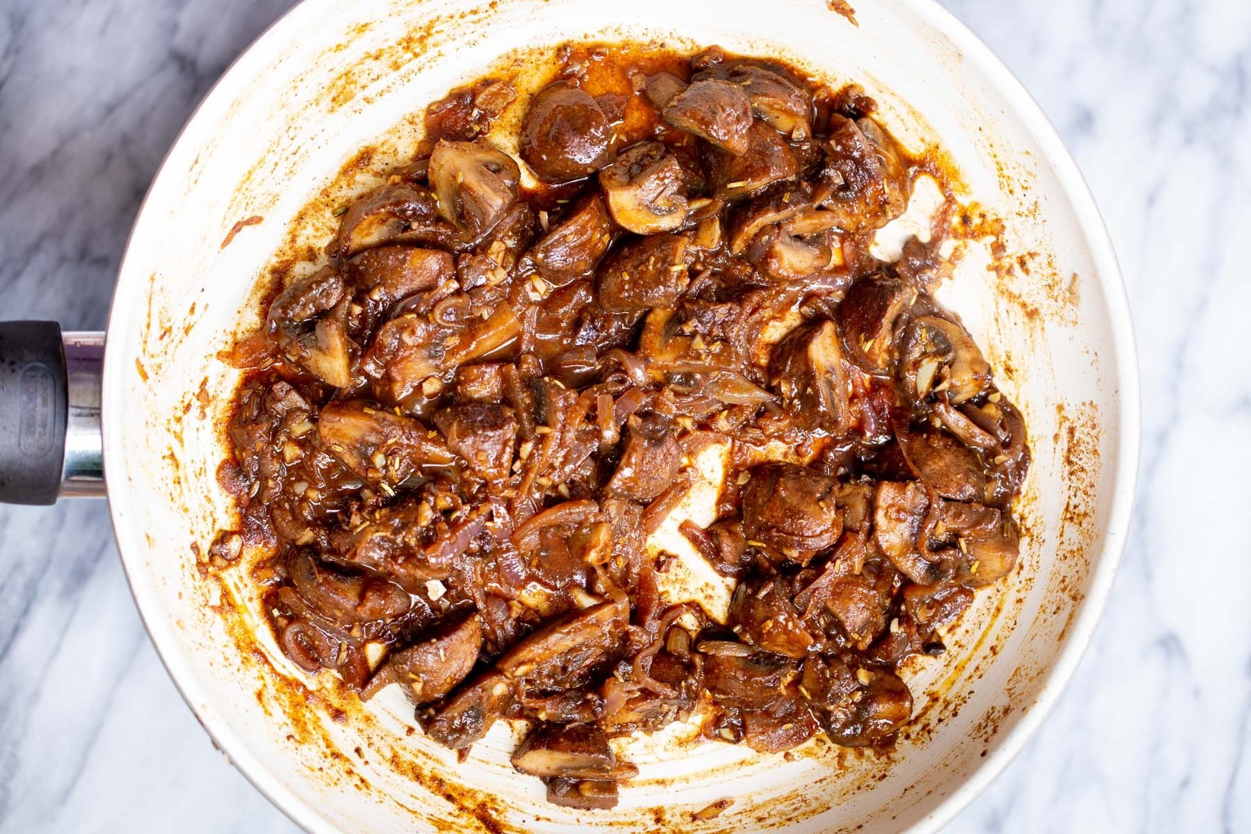 mushrooms in a sauteeing pan