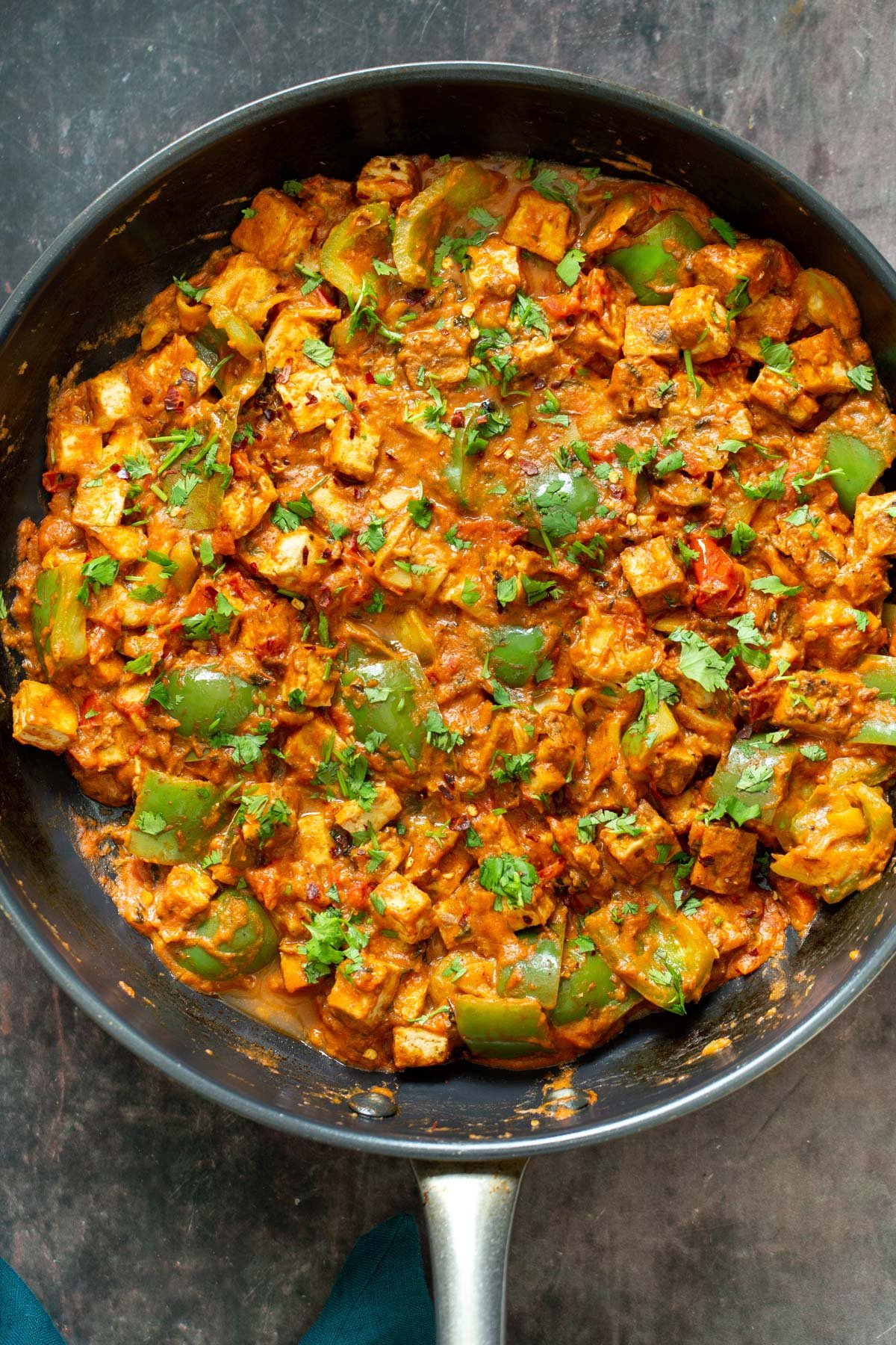 tofu tikka masala Indian Tofu Tikka Masala in a sauteeing pan