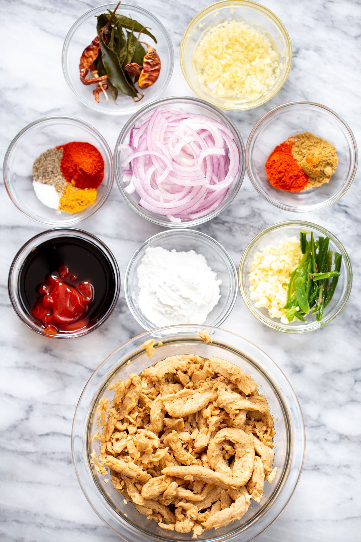 ingredients needed for making vegan chicken kondattam