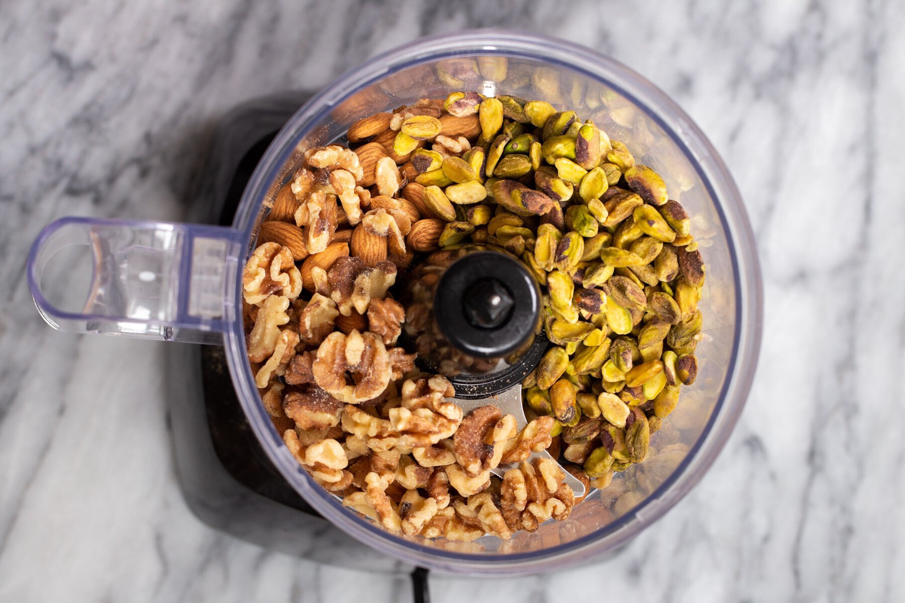 a blend of nuts in a food processor
