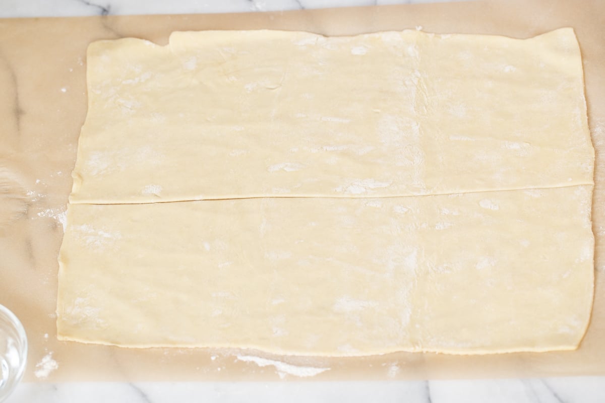 vegan puff pastry rolled out