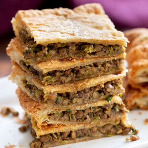 stacked pieces of Ethiopian Sambusa Pie