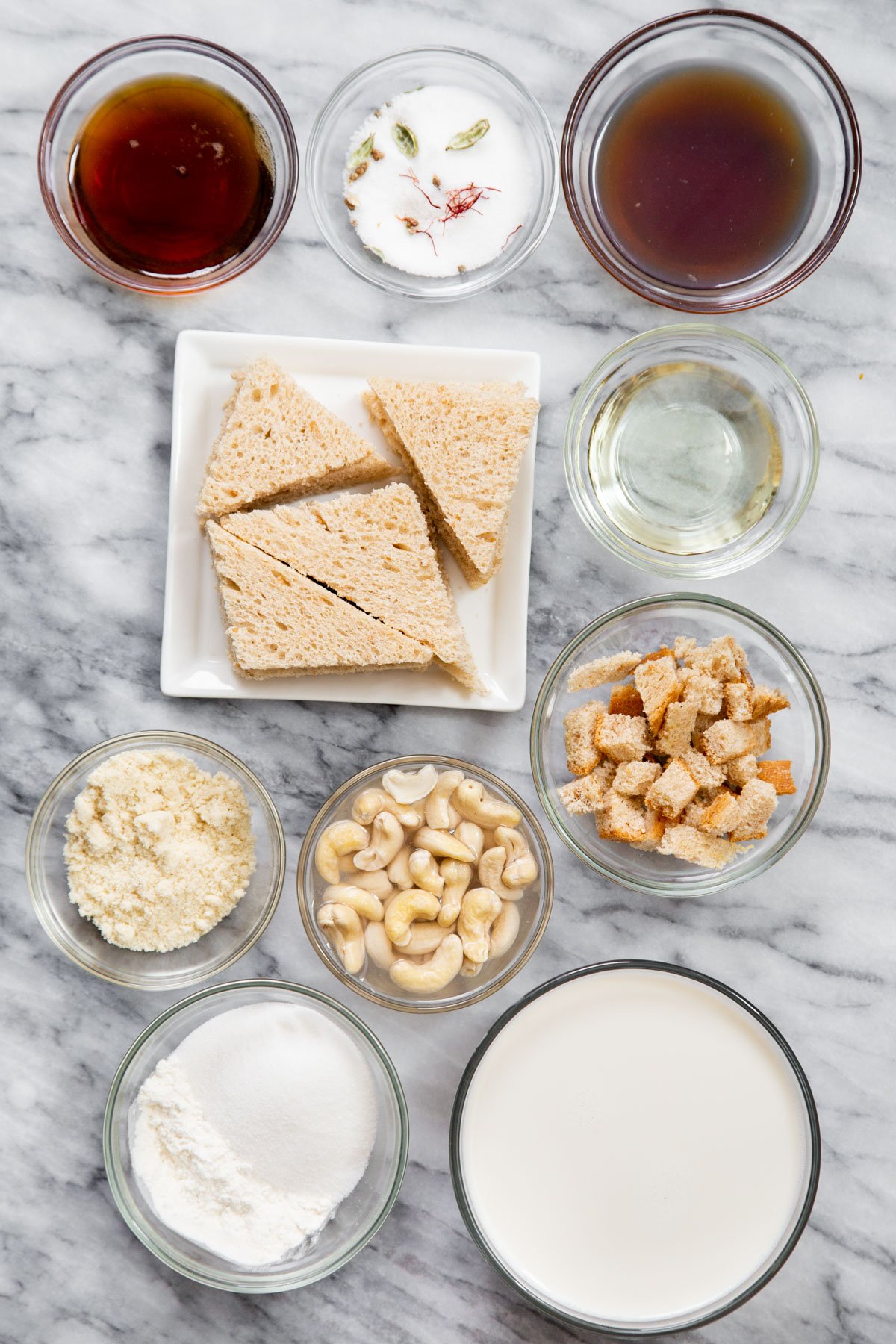 ingredients on a marble countertop