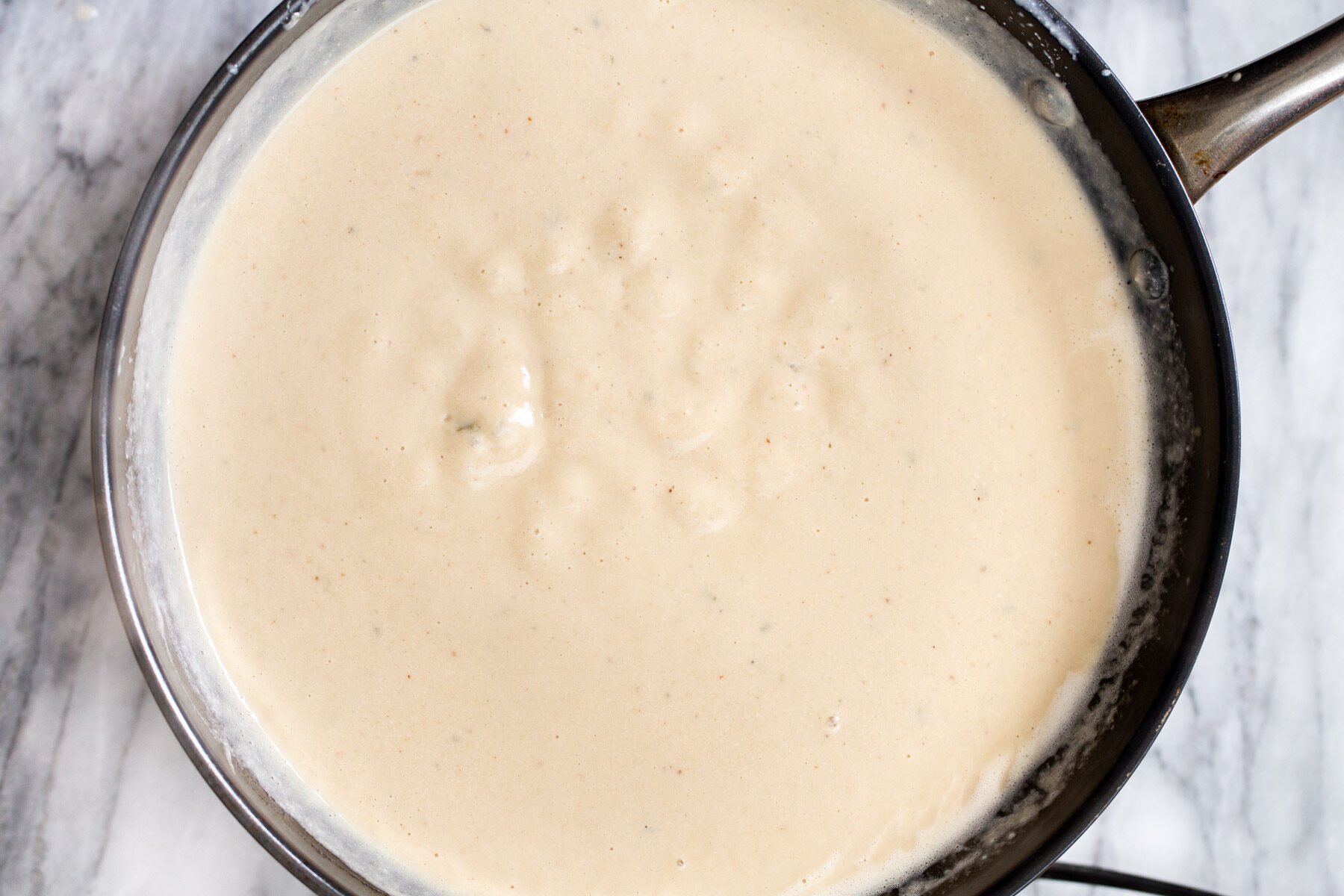 vegan mushroom gravy in a saucepan