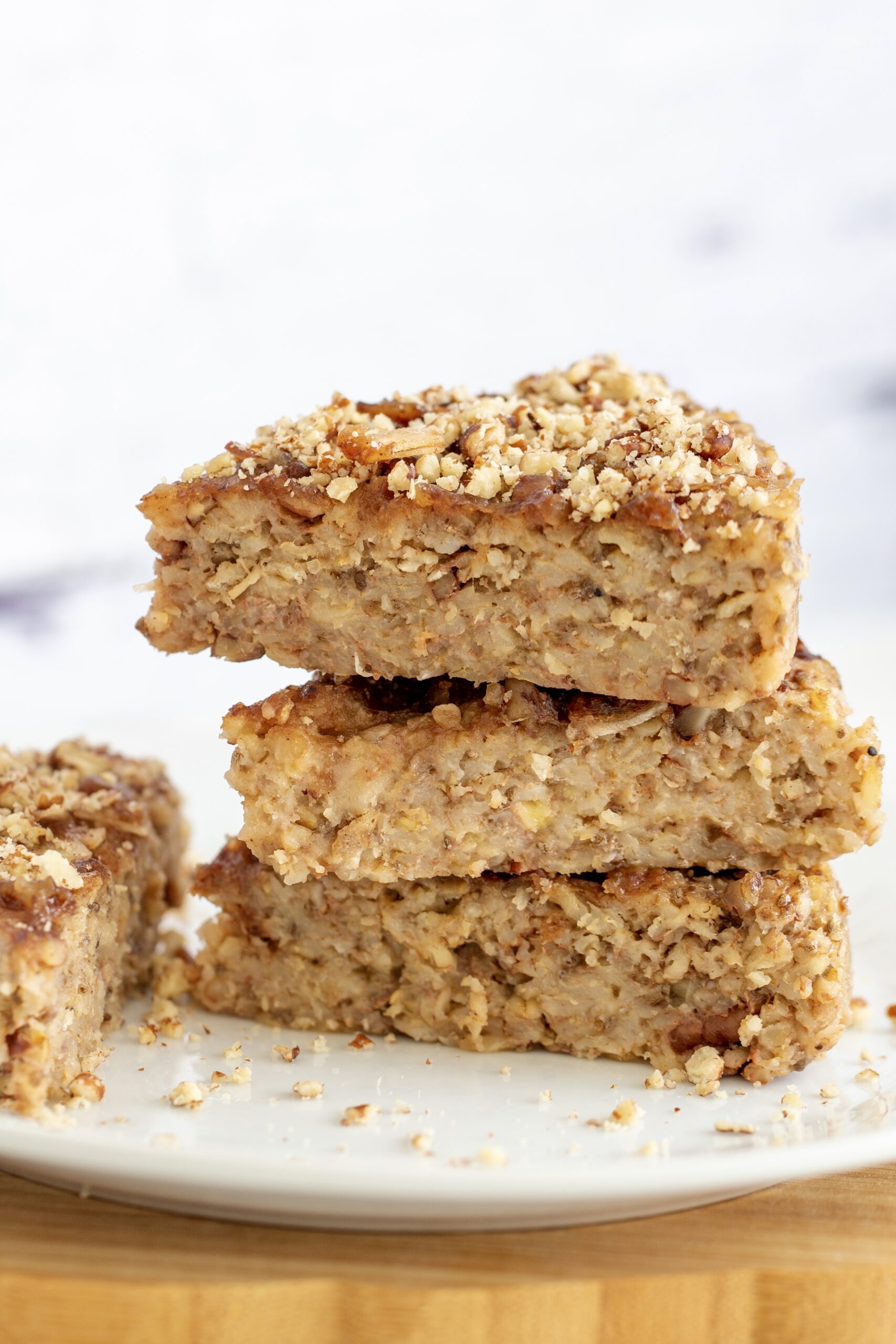 Instant Pot Banana oatmeal bars in a white plate