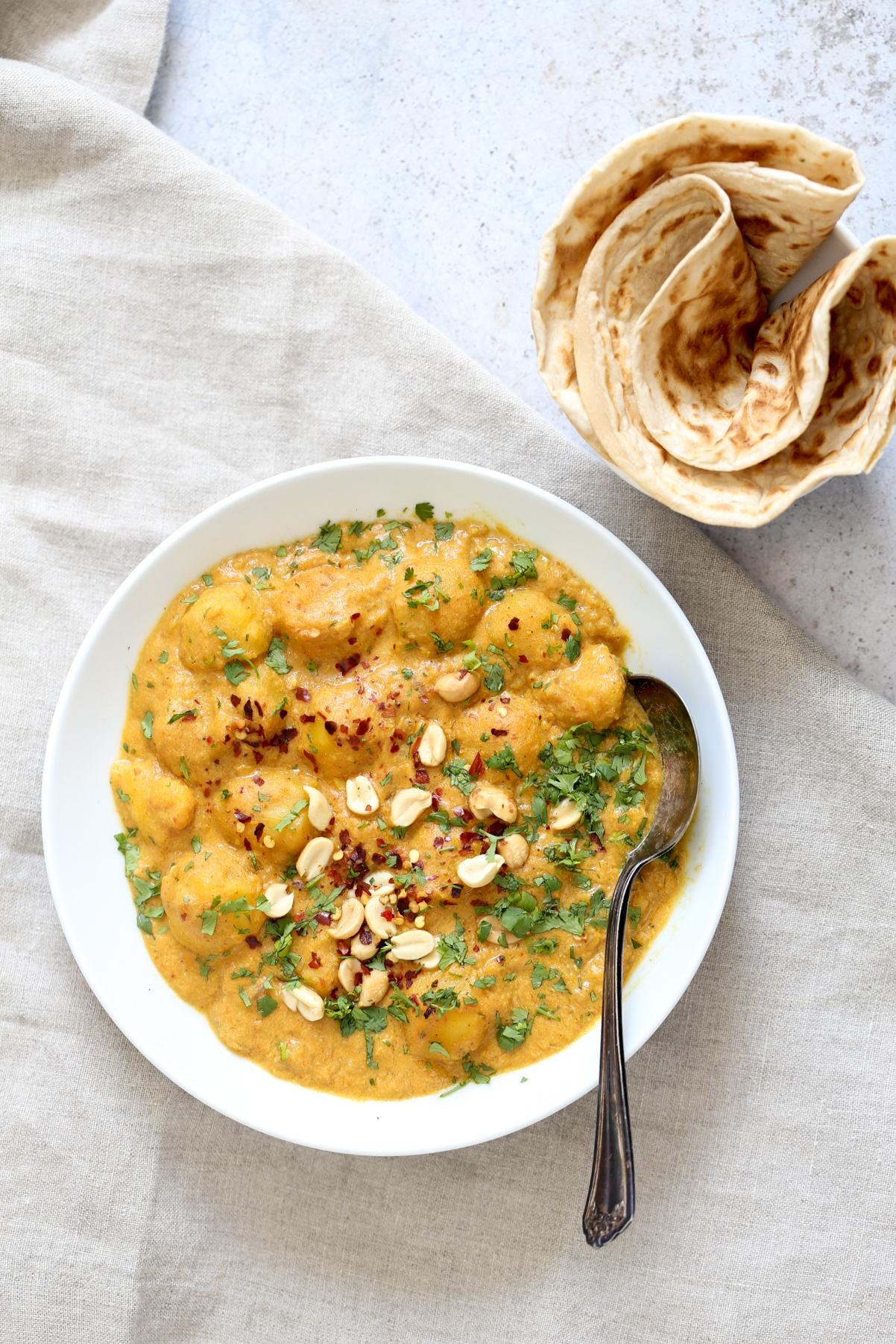 Instant Pot dum aloo in a white plate