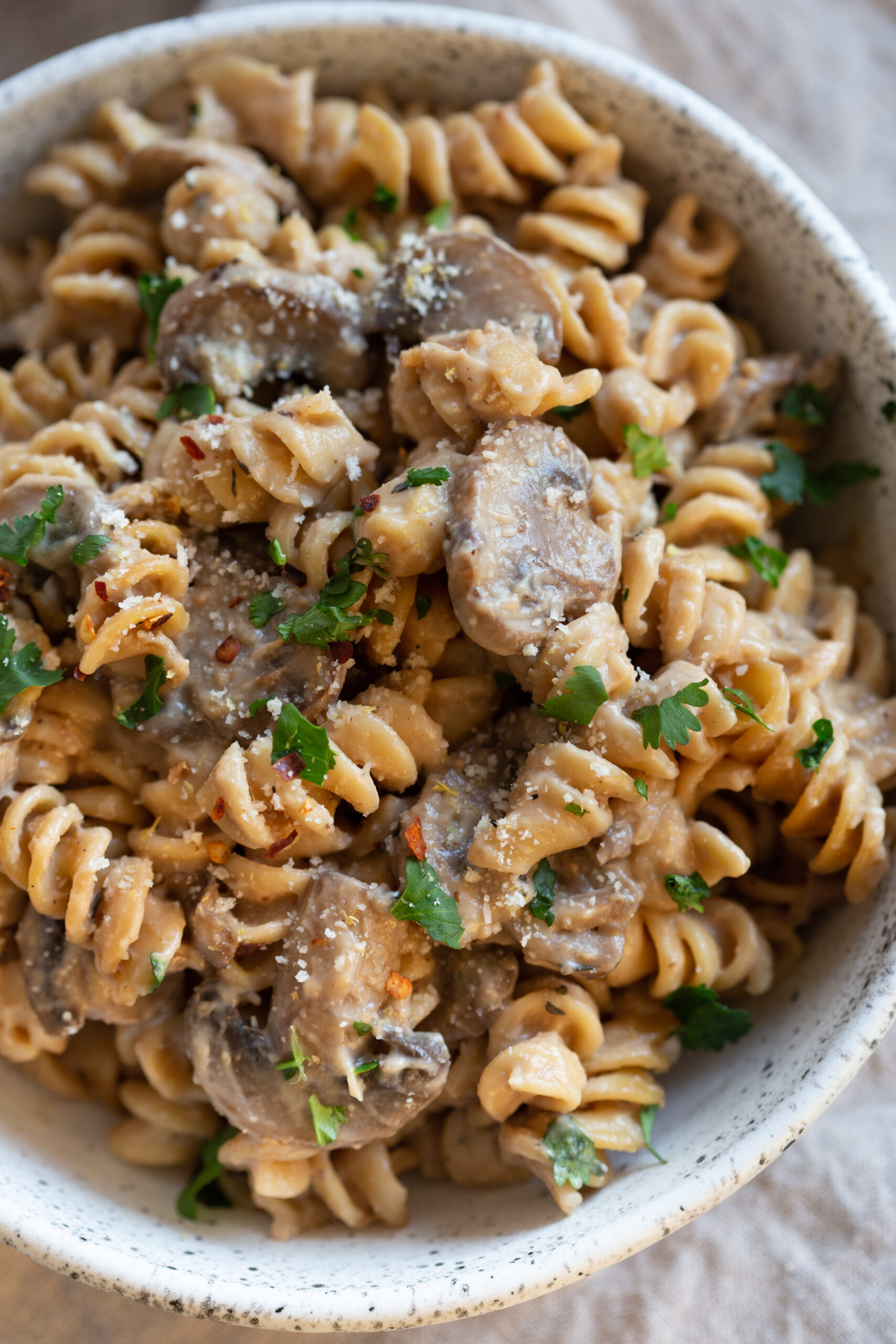Instant Pot Mushroom Stroganoff in a bowl