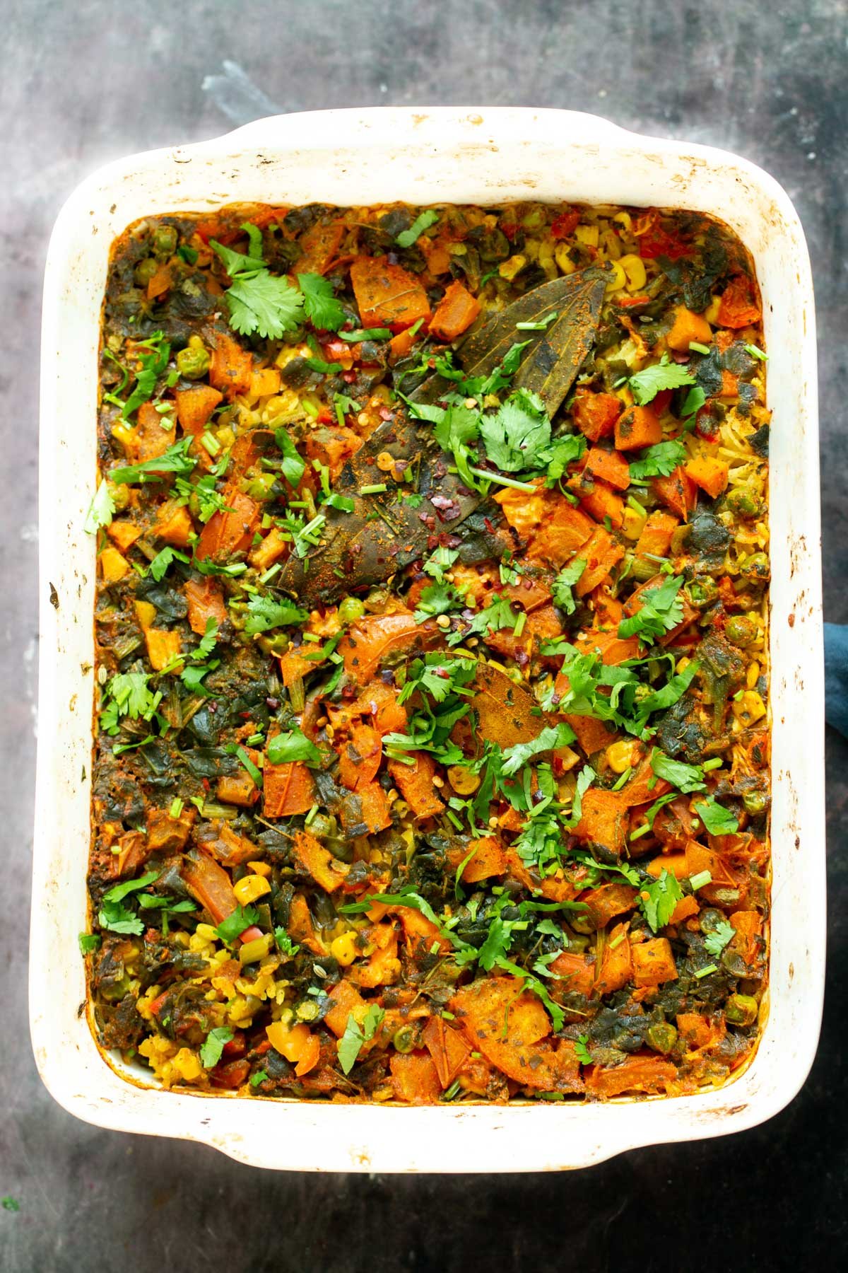 freshly baked lentil rice casserole