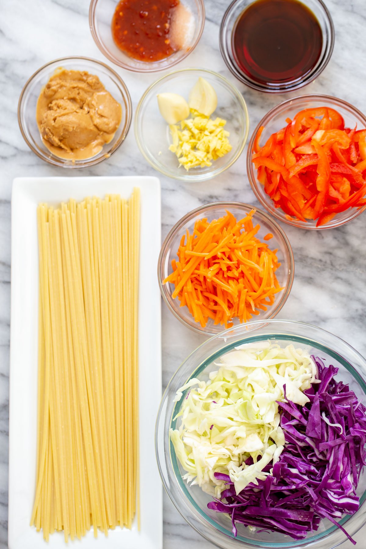 ingredients used for making peanut sesame noodle salad