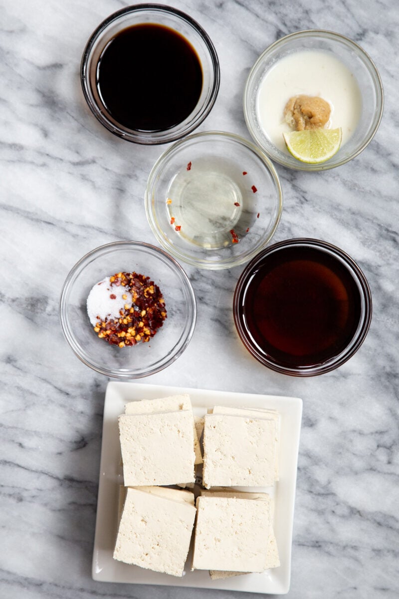 ingredients needed for making vegan tofu sandwiches