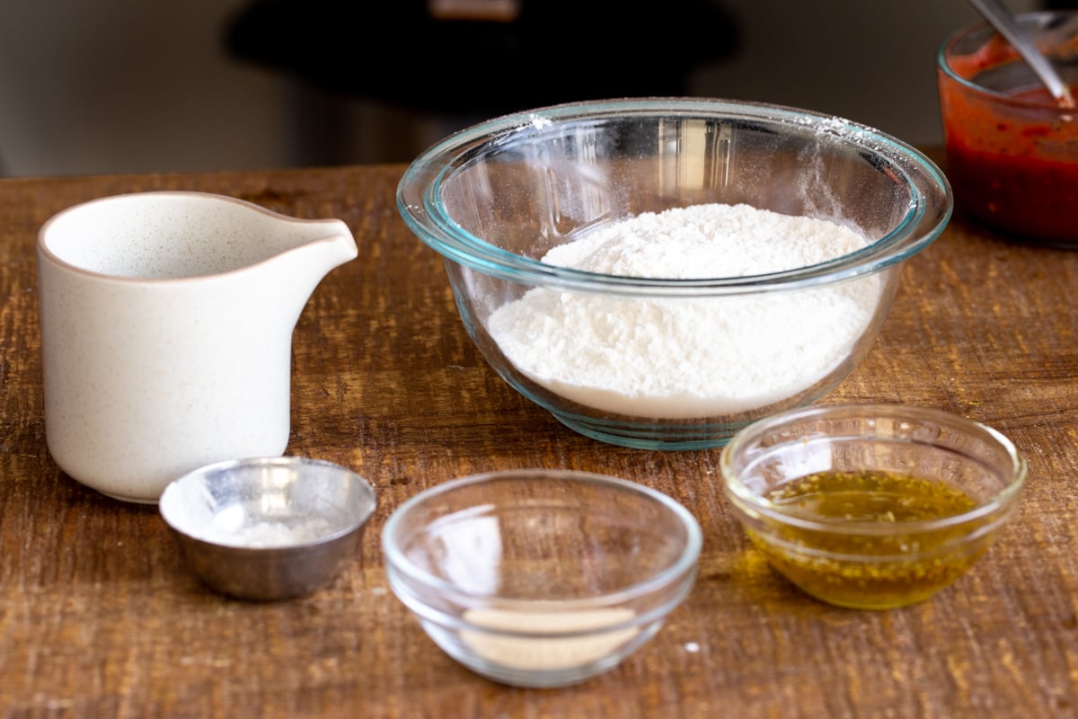 ingredients needed for making vegan pizza dough