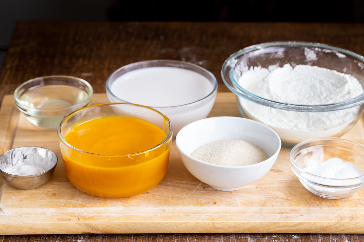 ingredients needed for making vegan mango cake