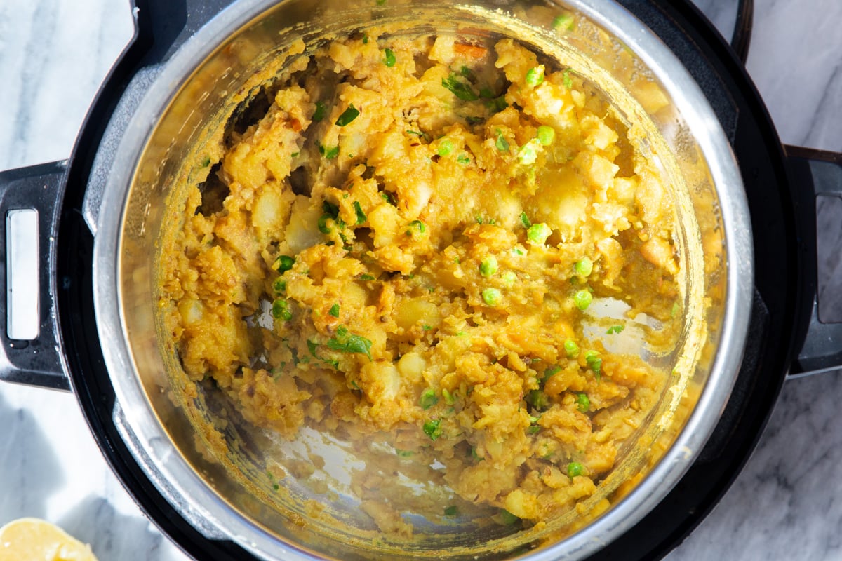potato samosa filling in an Instant pot