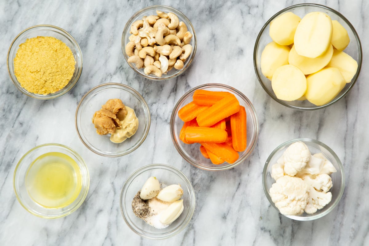 ingredients needed for making vegan cheese sauce in the Instant Pot