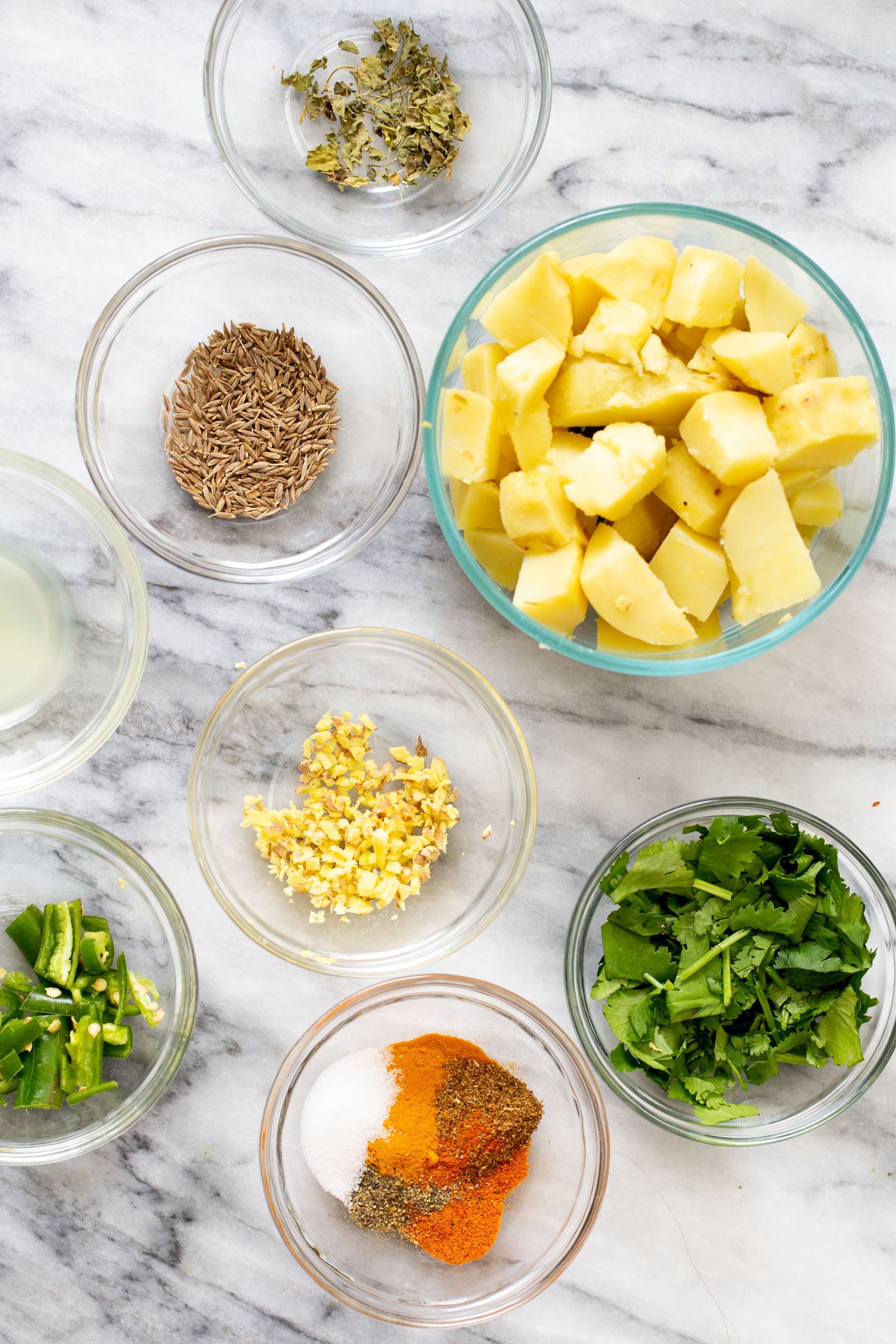 ingredients needed for making jeera aloo