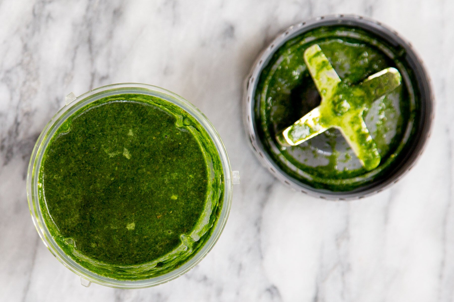green keema sauce in a food processor